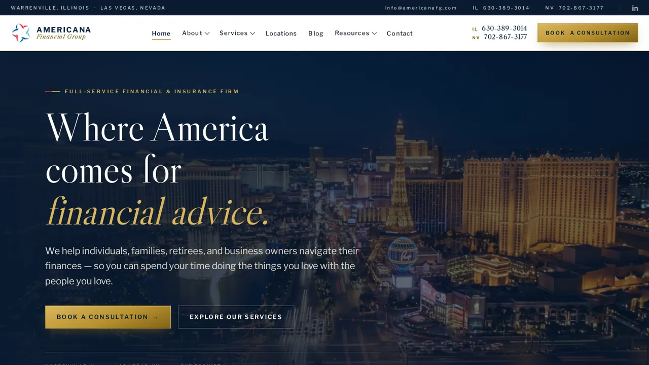 Americana Financial Group website built by Xperience Levels